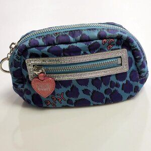 Vintage Coach Poppy Blue Purple Leopard Print Cosmetic Bag  Excellent Condition!